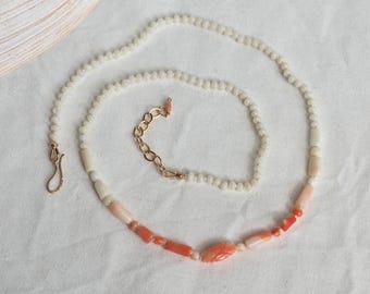 Mermaid's Treasure Japanese Coral Necklace, Hand Knotted