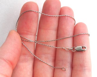 Solid Sterling Silver 0.7mm Wide Cardano Chain Necklace 16" Lobster Clasp