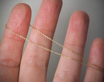 Solid 14k Gold Dainty Cable Chain, 16" Long with Spring Ring Clasp