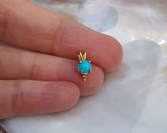 Solid 14k Gold Sleeping Beauty Turquoise Charm