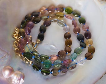 Earth's Treasure Necklace ~ Hand Knotted Earthy Gem Grade Tourmaline Necklace