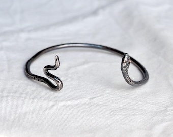 Sacred Serpent Cuff Bracelet, Mixed Metal Silver and 14k Gold