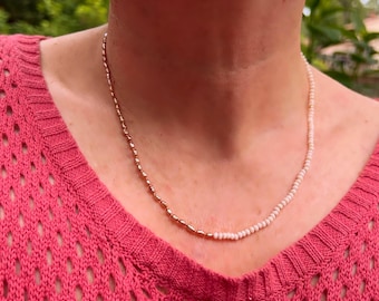 Mermaid’s Treasure Knotted Silk Pearl and Coral 20" Half & Half Necklace