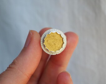 24k Gold and Sterling Silver Hand Stamped Gift from Space Ring, Size 8