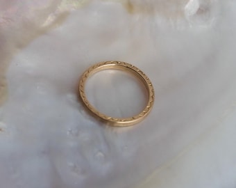 Solid 14k Gold Stackable Gold Ring with Satin Finish