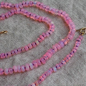 Pink Opal Necklace Gold Hand-Knotted Purple Silk, Candy Style Beads, Gem Candy Necklace, Rainbow Opal, Pastel Gem Beaded Layering Necklace image 5