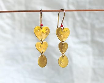 Celestial Heart Golden Earrings