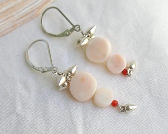 Mermaid's Treasure Japanese Momo Coral and Sardinian Coral Earrings