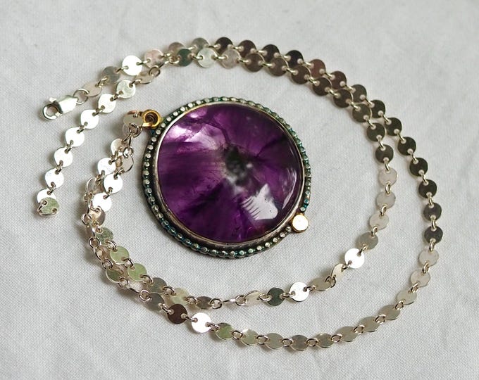 Featured listing image: Phantom Amethyst Pendant with Silver Sequin Chain