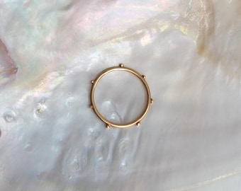 Solid 14k Gold Stackable Gold Ring with Dots