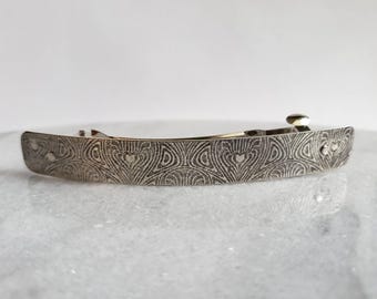 Large Handmade Patterned Sterling Silver French Barrette