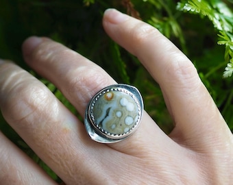 Nature's Eye Ring with Orbicular Ocean Jasper