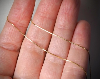 Solid 14k Gold 16" Baby Box Chain Necklace