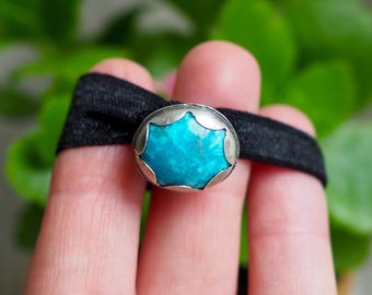 Einzigartiger Haarschmuck aus Sterlingsilber und Türkis, handgestempelter dekorativer Pferdeschwanzhalter