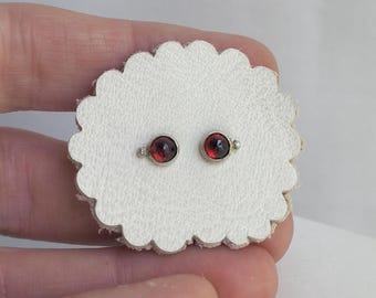 Faceted 5mm Deep Red Garnet Sterling Silver Stud Earrings,