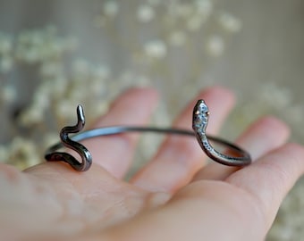 Sacred Serpent Cuff Bracelet, Mixed Metal Silver and 14k Gold