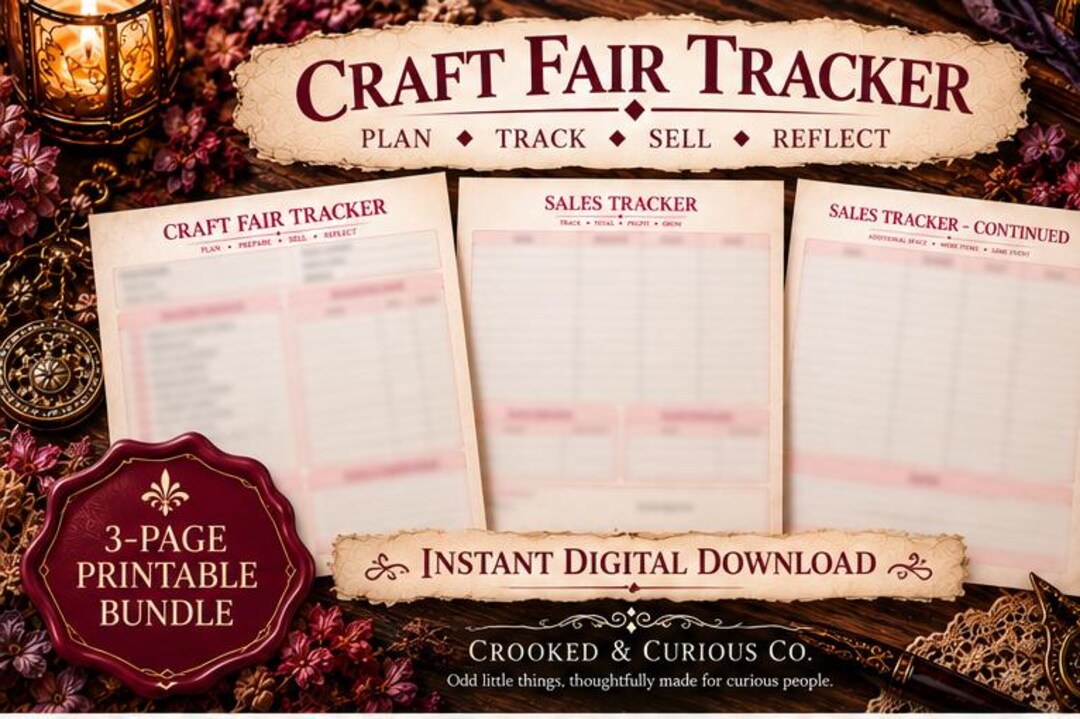 Craft Fair Sales Tracker Printable | Market Inventory, Expenses & Event ...