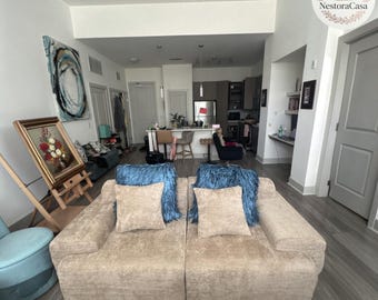 Modular Sofa Loveseat with Deep Seat and 2 Free Pillows | Cozy Floor Couch in Soft Chenille | Boneless Sectional for Living Room or Bedroom