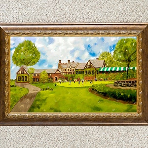 Oak Hill Country Club Golf Practice Green And Club House Canvas Digital Painting Fine Art Print Home Decor image 2