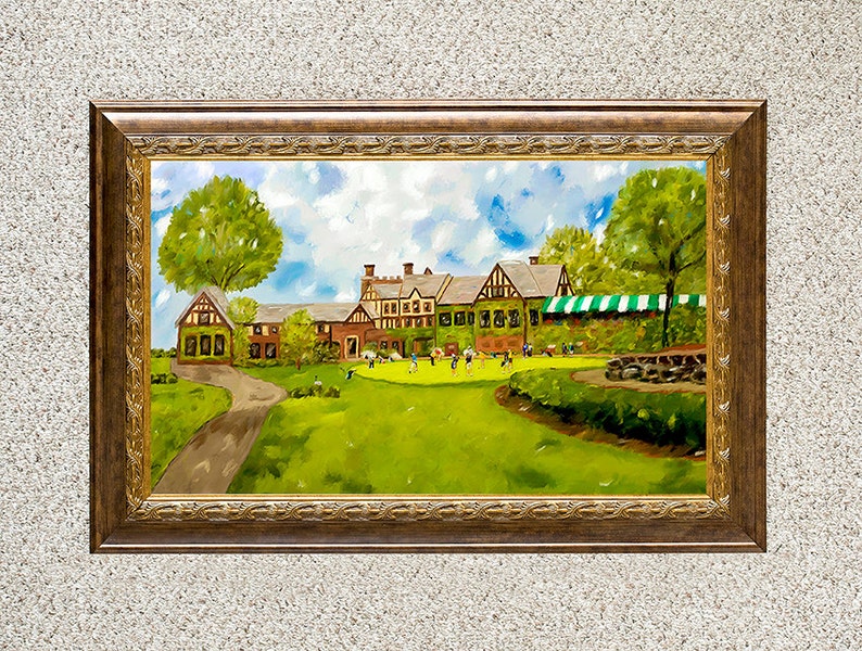 Oak Hill Country Club Golf Practice Green And Club House Canvas Digital Painting Fine Art Print Home Decor image 2