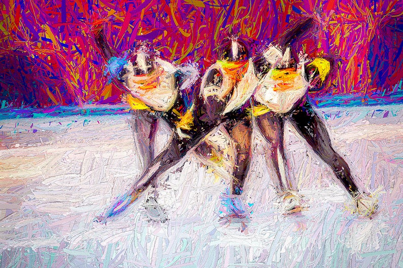 Speed Skating on Ice Fine Art Canvas Print Etsy