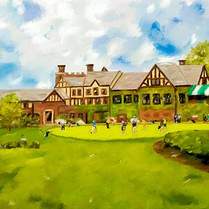 Oak Hill Country Club Golf Practice Green And Club House Canvas Digital Painting Fine Art Print Home Decor image 1