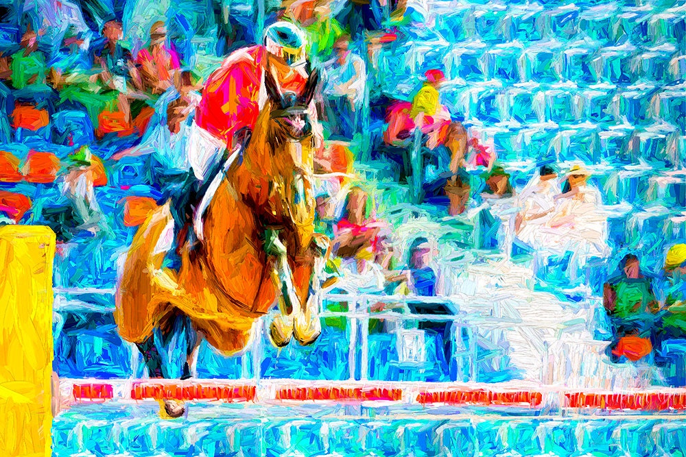Equestrian Horse Jumping Fine Art Canvas Print - Etsy
