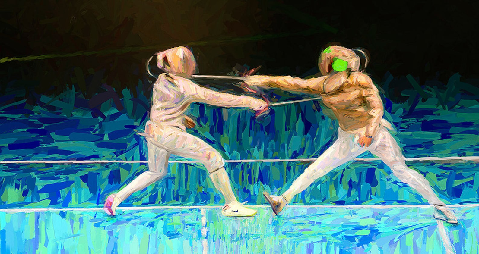 Fencing Competition Fencing Art Sabre Competition Fine Art Canvas Print