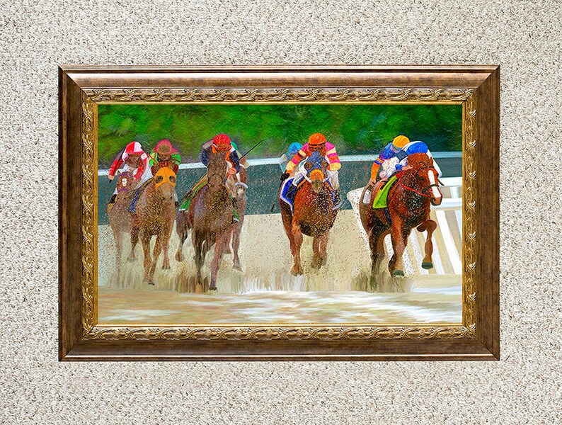 Horse Race Thoroughbred on Canvas Giclee Print Fine Art Home Decor Wall ...