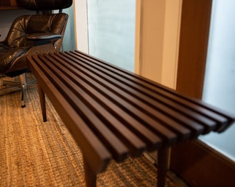 36"-60" Maple stained Walnut slat bench or table