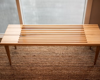 36"-60" Maple Centered Slat Bench/Table with Maple legs