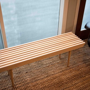 Mid Century Modern Maple Slat Bench/Coffee Table, Mid Century Solid Maple Slat Bench or Coffee Table, MCM Slat Bench/Table, Maple Bench