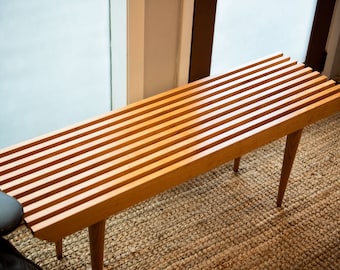 36"-60" Solid Cherry Slat Bench or Coffee Table