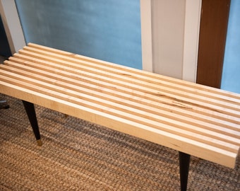 In Stock Exclusive: 4' Figured Maple Slat Bench or Coffee Table