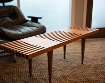 Slat bench coffee table deals