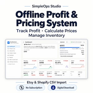Offline Profit & Pricing Tracker | Etsy Shopify CSV Import (HTML App)