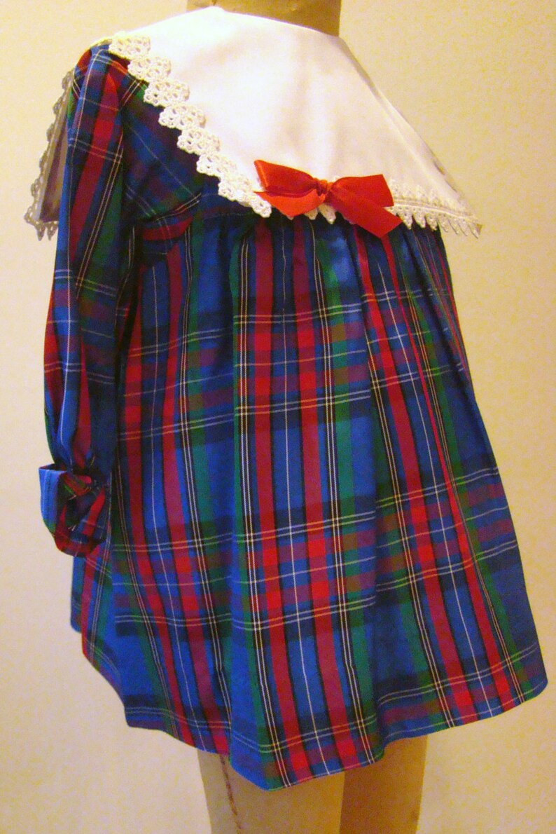 Girls Blue Holiday Plaid Dress   sizes 6 months and 4T image 2