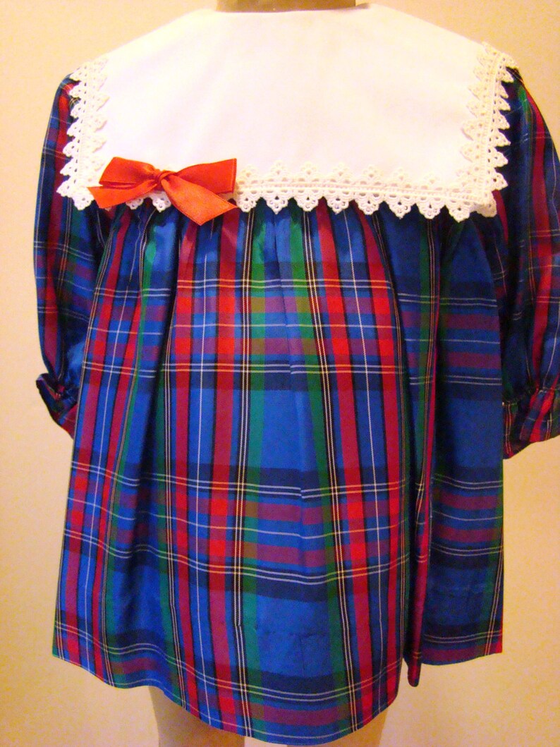 Girls Blue Holiday Plaid Dress   sizes 6 months and 4T image 0