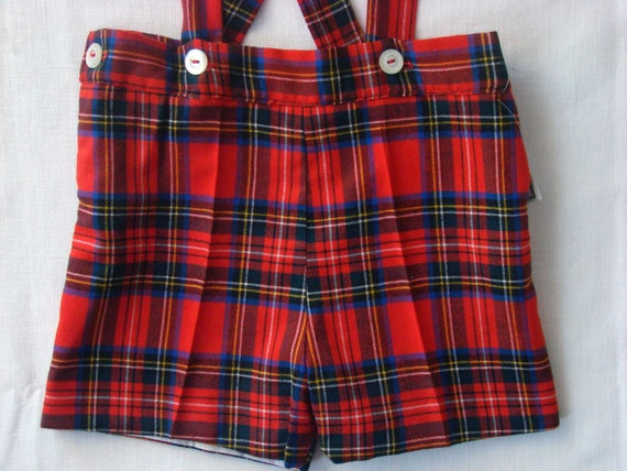 Infant Boys Short with Suspenders in English Viyella Red Plaid | Etsy