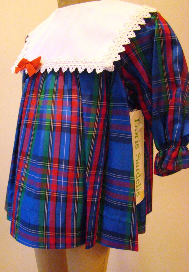 Girls Blue Holiday Plaid Dress   sizes 6 months and 4T image 3