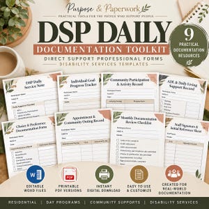 DSP Daily Documentation Toolkit | Direct Support Professional Forms | Disability Services Templates | Editable Word & PDF