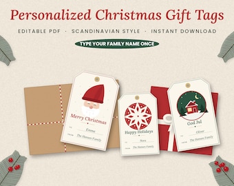 Printbare Scandinavische kerstcadeaulabels