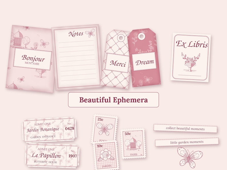 Pink Toile Junk Journal Kit - Etsy