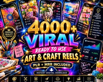4000+ Viral Arts & Crafts Reels Bundle, PLR MRR Resell Rights, Social Media Reels, Craft Videos, Instagram TikTok Content, Digital Download
