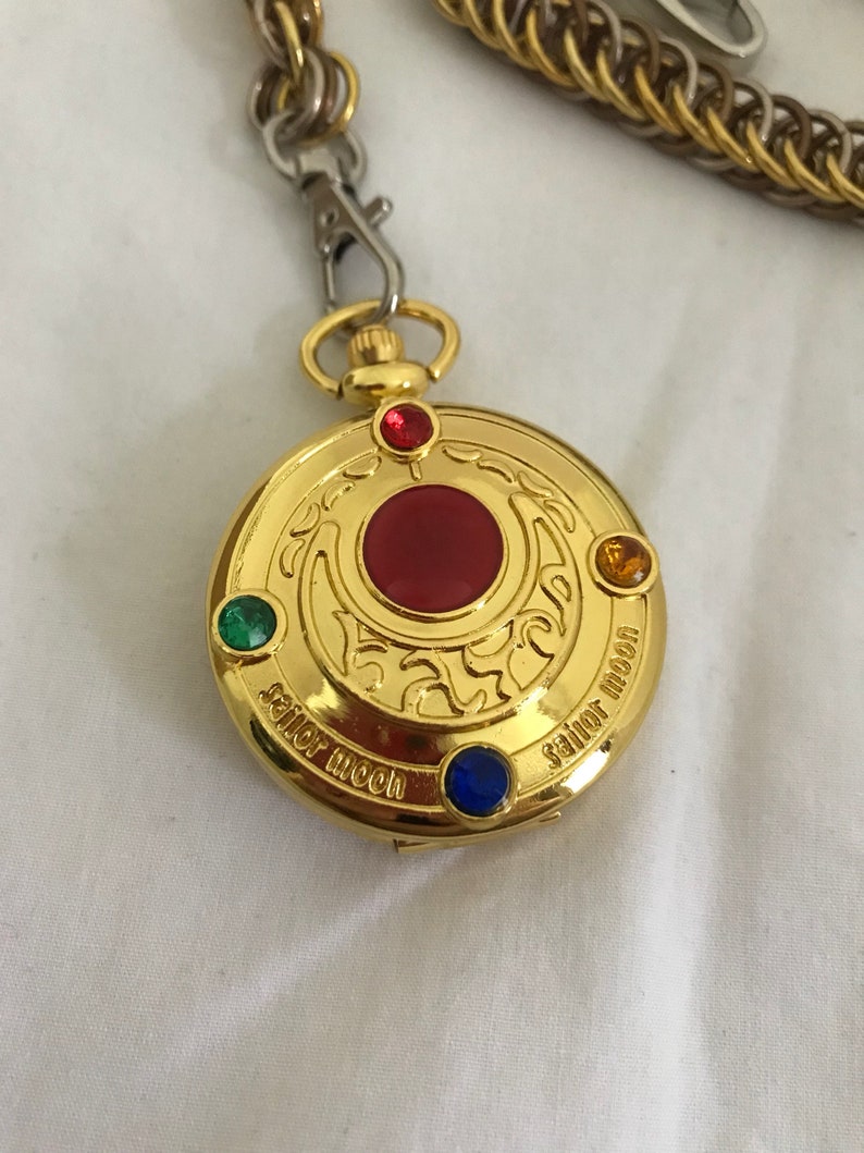 Sailor Moon Pocket Watch with Handmade Chainmaille Chain Etsy