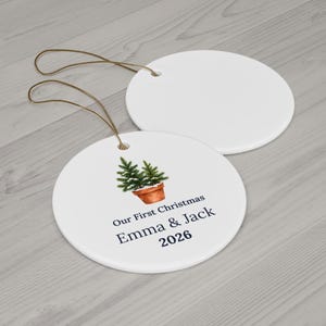 Personalized Ceramic Ornament, Our First Christmas 2026, Couple Names, Newlywed Gift image 8
