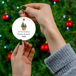 Personalized Ceramic Ornament, Our First Christmas 2026, Couple Names, Newlywed Gift image 7
