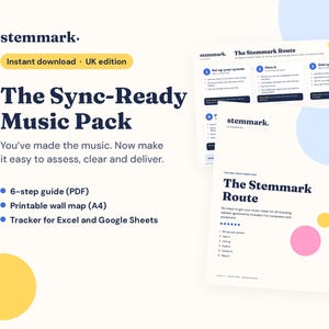 Paquete de música listo para sincronización: Lista de verificación de licencias de sincronización, rastreador de metadatos musicales y guía para compositores (Reino Unido).