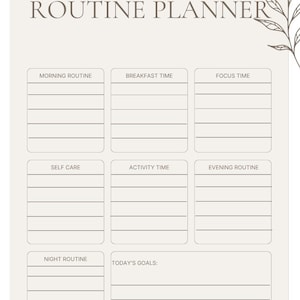 Minimalist Cream Routine Planner Printable PDF