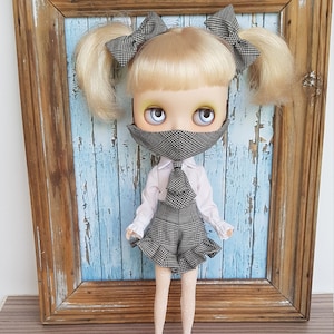 Pandemic  Style Outfit for Blythe Doll , Handmade Clothes ,Blythe, Outfit  5 pieces set OOAK